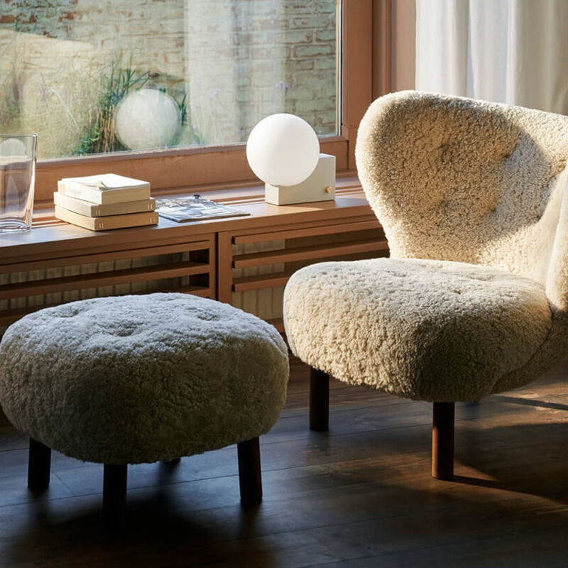 scandi sheepskin armchair cover    